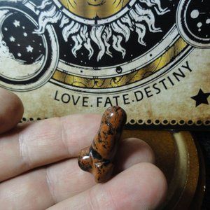 Mahoghney Obsidian Crystal peen, Phalic Hancd carved rock~Fertility~smal…